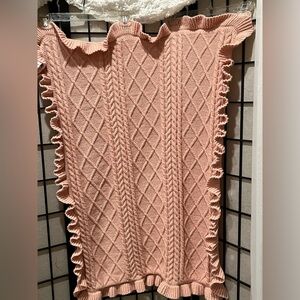 Cupcakes and Cashmere Pink CABLE KNIT BABY CRIB BLANKET.